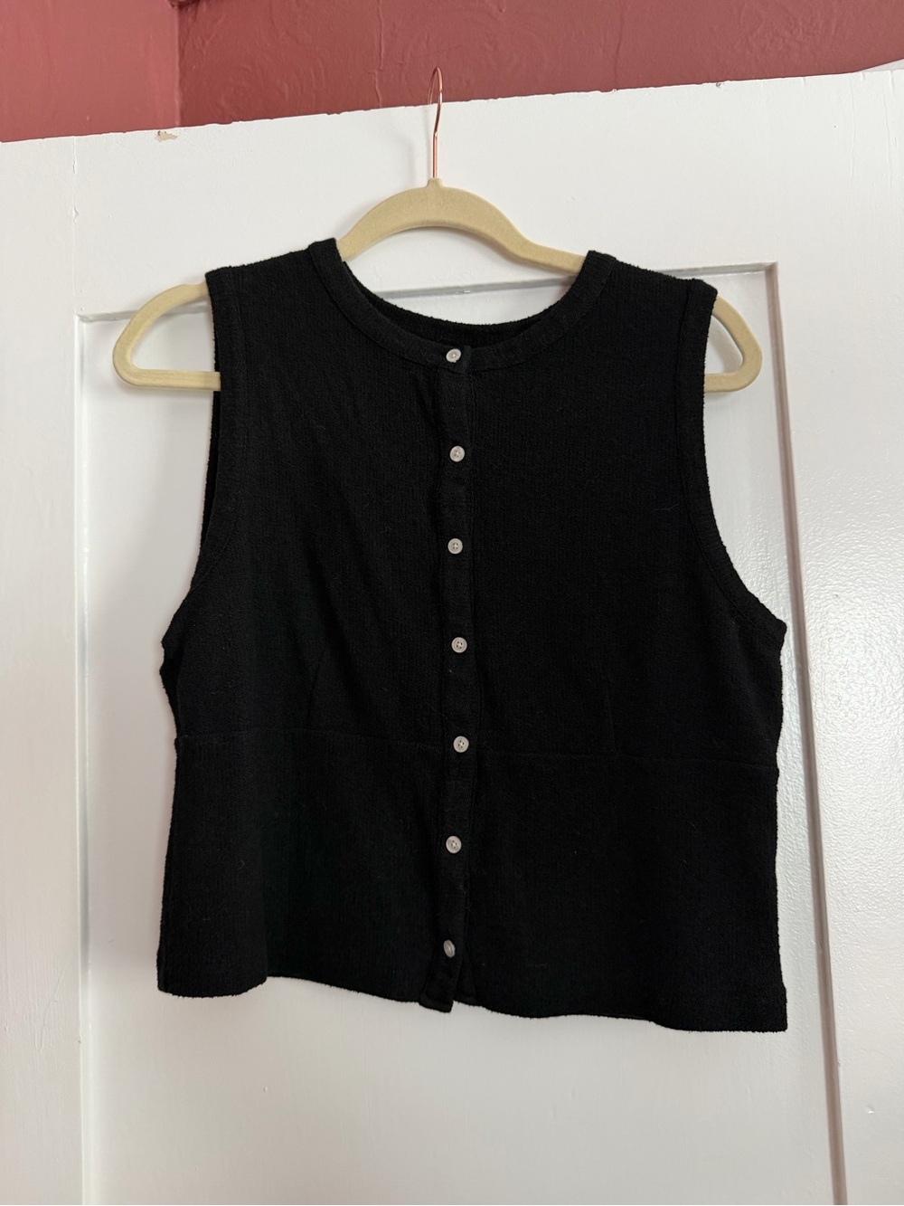 Madewell Black Sleeveless Button-Front Knit Tank
